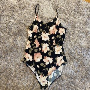 ae floral open back bodysuit